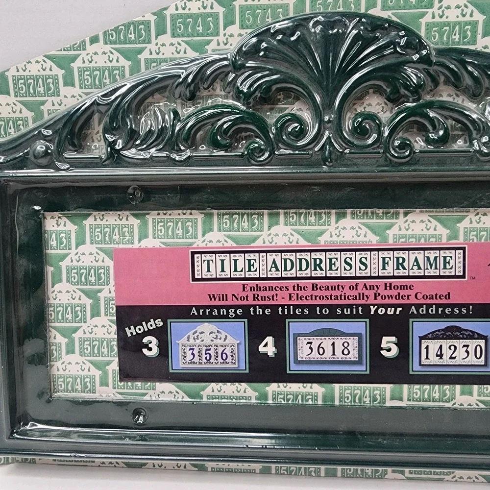 1998 Capital Products Ornate Green House Address Plaque Cast Aluminum New Sealed